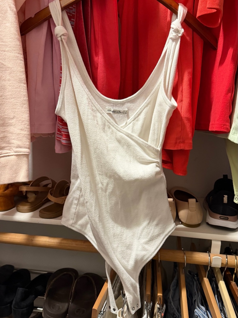 Abercrombie A&F Wrap-Front White Sleeveless Bodysuit Knot Straps Medium